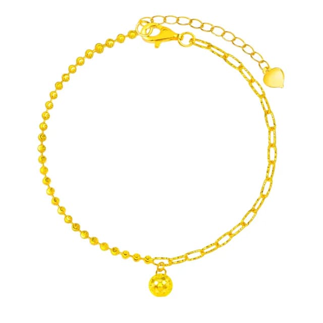 【Just Gold 鎮金店】雙鍊金球 黃金手鍊(網路限定)