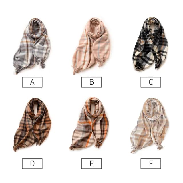 【NEW FORCE】輕奢格紋保暖大披肩圍巾(大圍巾/保暖圍巾/秋冬圍巾/禦寒圍巾/格紋圍巾)