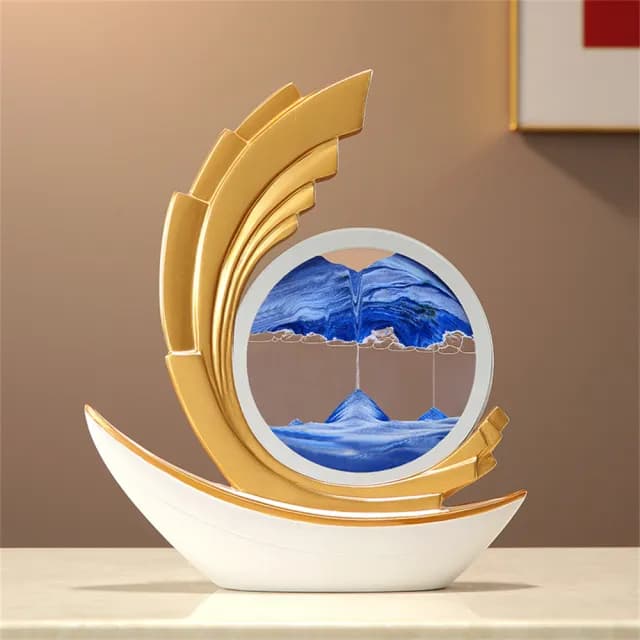 【超微米】風生水起流沙畫擺件 一帆風順船擺件 客廳玄關辦公室裝飾品 喬遷禮物(一帆風順流沙畫擺件27*6*32)
