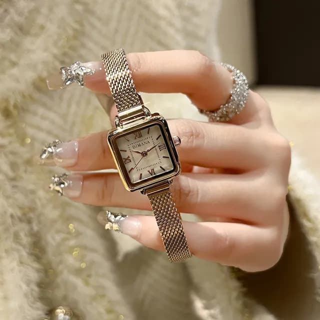 【MoonDy】雙11 手錶 腕錶 女生手錶 方形手錶 網帶手錶 皮帶手錶 小錶盤手錶 氣質腕錶 小方錶 穿搭配件