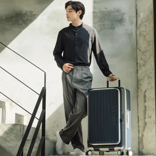 【Deseno 笛森諾】特洛伊PRO 29.5吋真空壓縮｜前開式煞車行李箱(特仕版_泰晤士藍_含真空壓縮機)