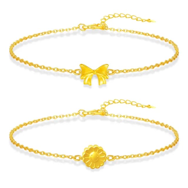 【TLH】雙11 黃金墜手鍊 微笑的約定 純金999 約重0.07錢±0.01(生日禮 情人)