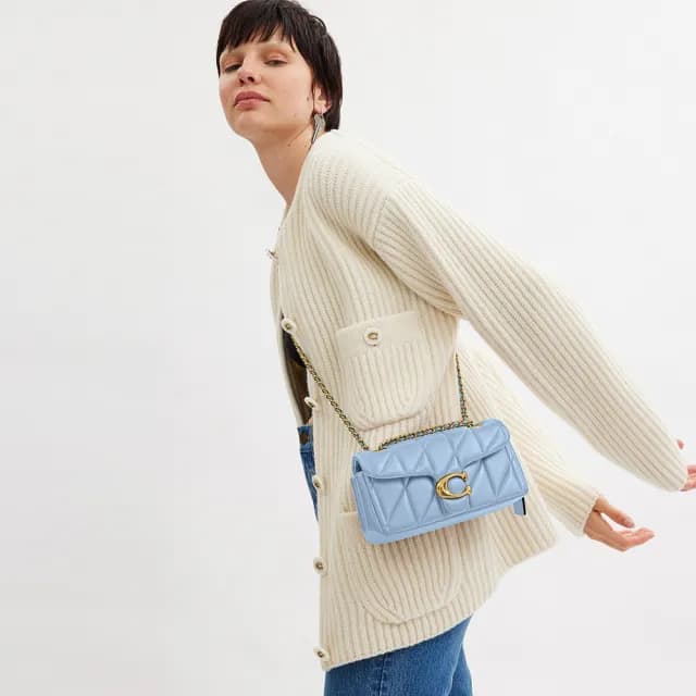 【COACH】蔻馳官方直營 TABBY 20 絎縫單肩手袋-B4/藍鈴花色(CP149)