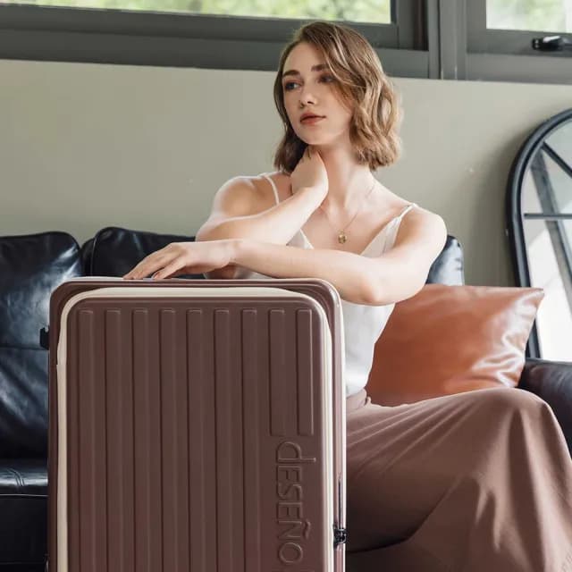 【Deseno 笛森諾】特洛伊PRO 29.5吋真空壓縮｜前開式煞車行李箱(特仕版_摩卡慕絲_含真空壓縮機)