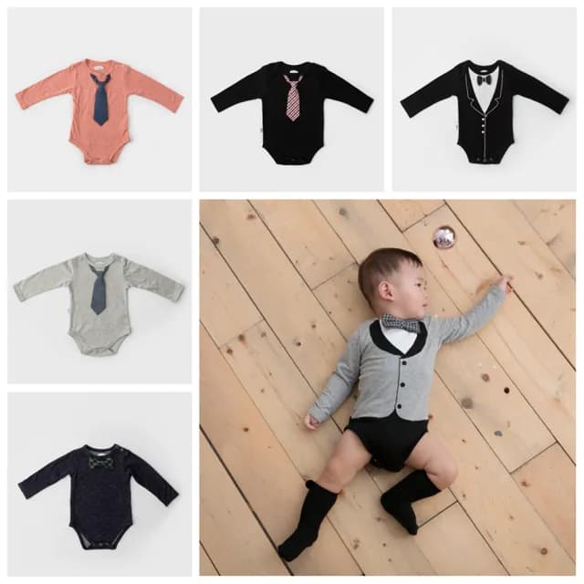 【Frenchie Mini Couture】男嬰長袖包屁衣(多款寶寶嬰兒連身衣萬聖節童裝)