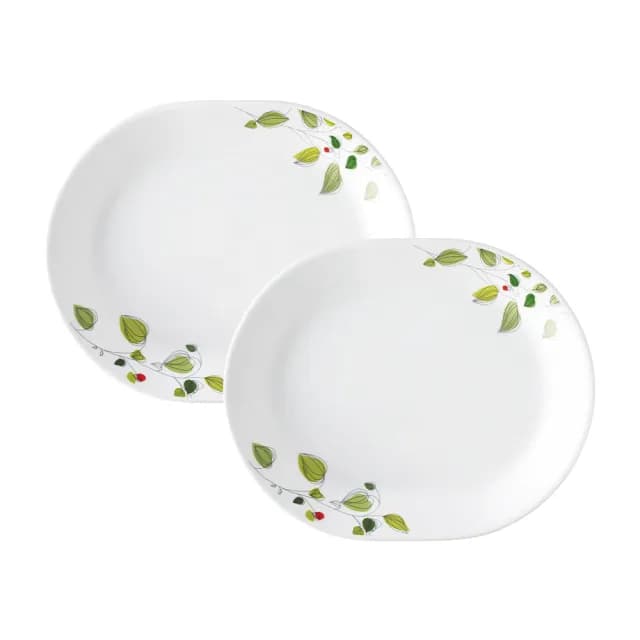 【CORELLE 康寧餐具】12吋腰子盤兩入組(綠野微風)
