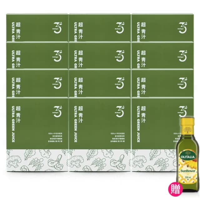 【Dr. Ginger 薑博士】超青汁12盒組贈進口葵花油250mlx1(30包/盒;花椰菜苗/羽衣甘藍/蘿蔔硫素)