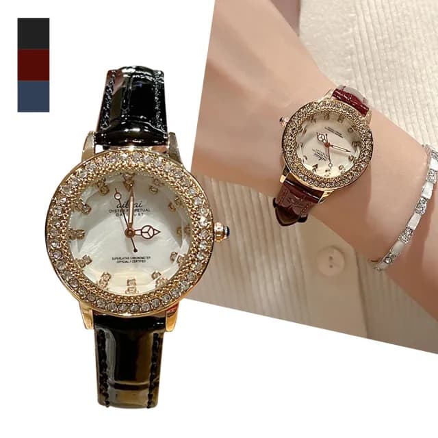 【MoonDy】雙11 手錶 腕錶 指針手錶 鑲鑽手錶 女生手錶 防水手錶 皮帶手錶 石英手錶 氣質腕錶 石英手錶