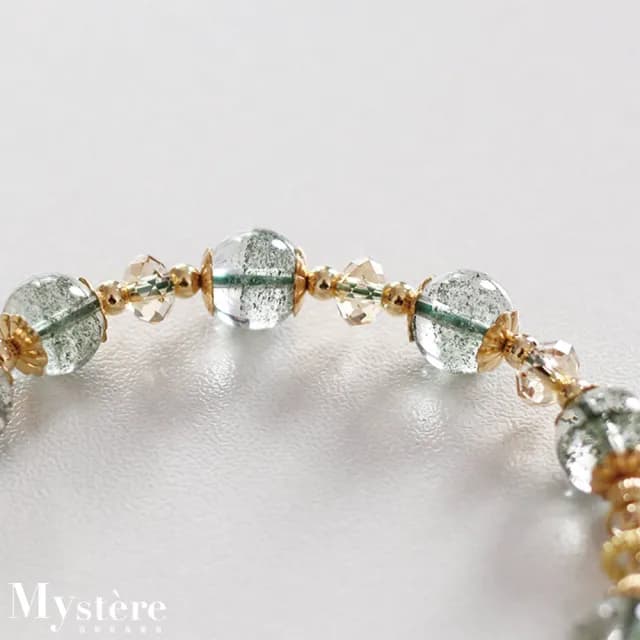 【my stere 我的時尚秘境】雙11 綠幽靈水晶星星吊墜手鍊(水晶手鍊 天然水晶手串 綠水晶 奧地利水晶)