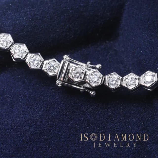 【ID】經典2克拉鑽石Tennis手鍊 牛頭 六角形 包鑲 任選(培育鑽石)