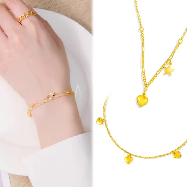 【GJS 金敬順】雙11黃金手鍊 項鍊  多選(金重:0.75錢/+-0.03錢)