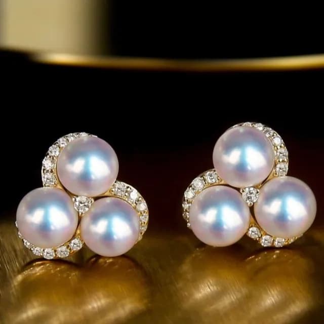 【La Corser】星河精靈 5.5-6mm Akoya 珍珠耳釘 天然海水珍珠 18K金 鑽石 名媛風 輕奢耳飾 百搭