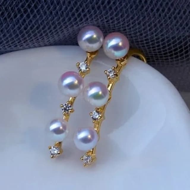 【La Corser】4-5mm 天然海水 日本 Akoya 珍珠 耳勾 耳環 18K金 小燈泡珍珠 耳飾 女款百搭