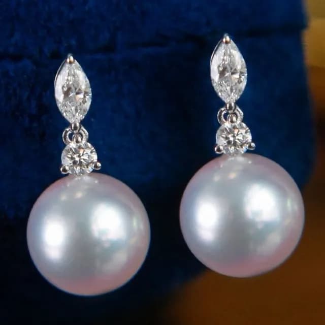 【La Corser】美人淚設計 9-9.4mm Akoya 天然海水珍珠 耳釘 18K金 鑽石 優雅氣質 珍珠耳飾