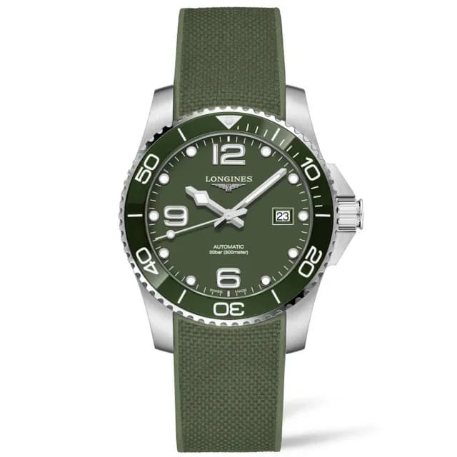 【LONGINES 浪琴】Hydroconquest 深海征服者 浪鬼 陶瓷錶圈 機械潛水腕錶 綠 41mm(L3.781.4.06.9)