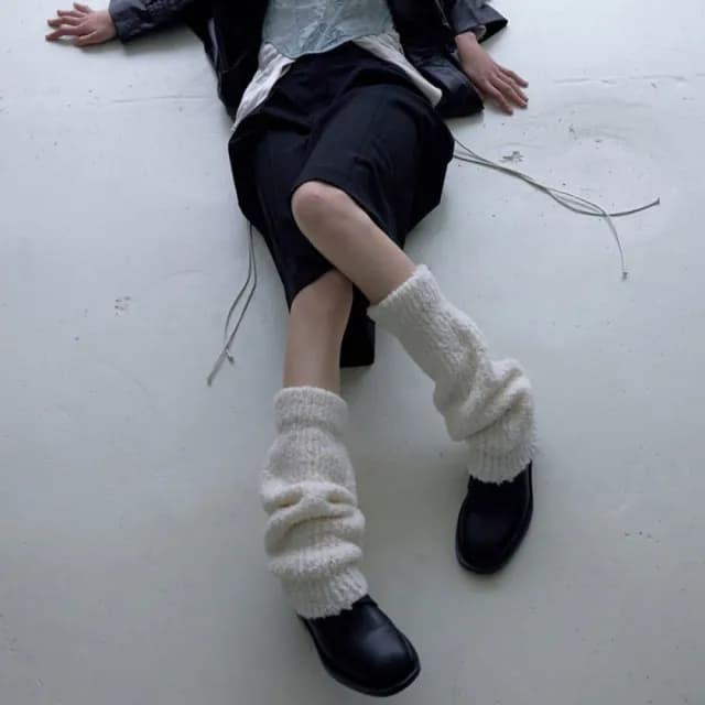 【巴黎精品】現貨+預購 針織堆堆襪套泡泡襪小腿襪秋冬防寒加絨厚磅休閒生日禮物(羊毛女襪子2色a1ls19)