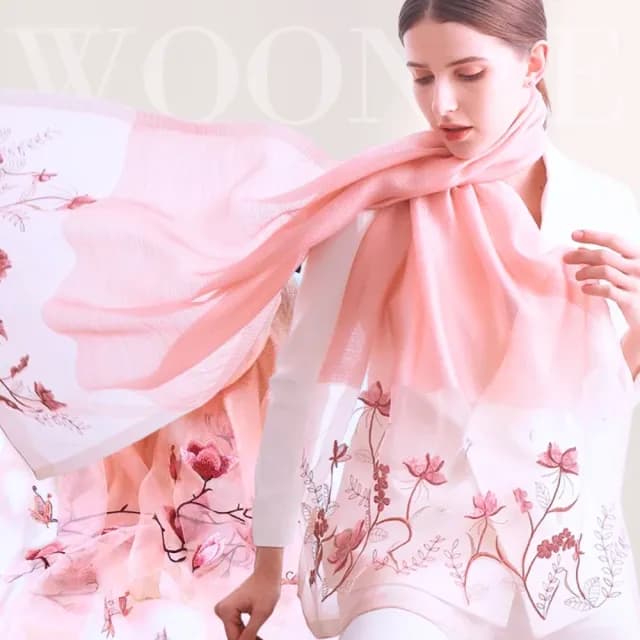 【WOONUE】頂級蠶絲羊毛混紡氣質披肩圍巾絲巾防曬禮服披肩冷氣披巾(生日禮物母親節媽女友老婆聖誕交換禮物)