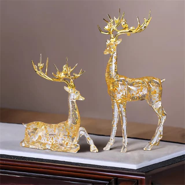 【超微米】招財鹿擺件一對 客廳玄關酒櫃裝飾品 辦公室桌面擺件 喬遷送禮(風水招財鹿擺件)