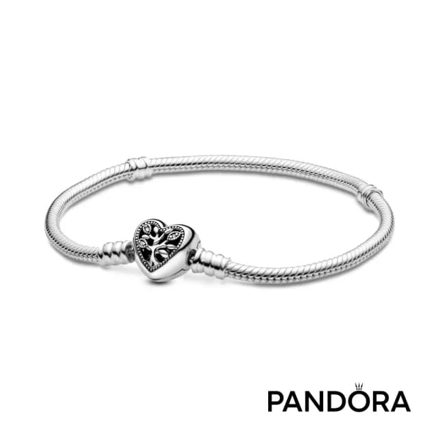 【Pandora官方直營】Moments 家族樹心形扣蛇形手鏈