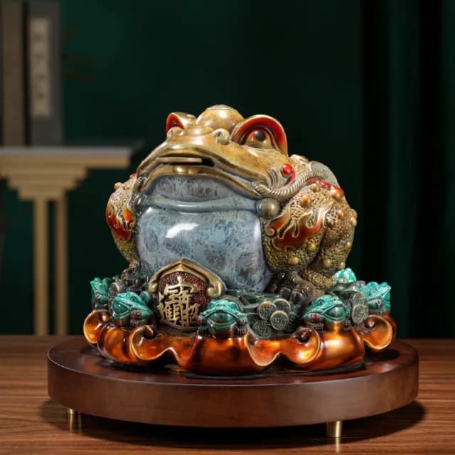 【造物】大銅世家八方來財 金蟾黃銅擺件19*19CM(擺飾 桌面擺飾 開運擺件 喬遷開業禮品)