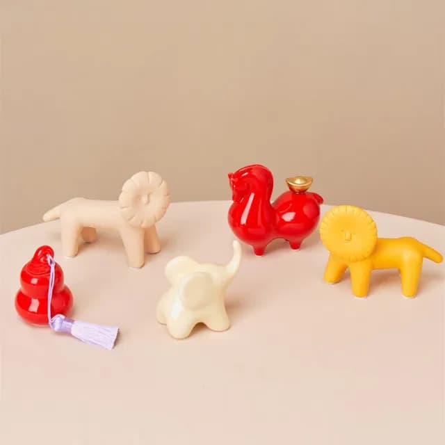 【新川】迷你招財象擺飾 三色可選 桌面工位裝飾小物(招財吸水陶瓷 首飾收納擺件 新年喬遷賀禮)