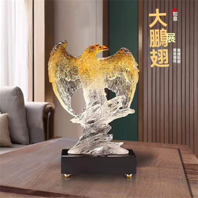 【超微米】大展宏圖老鷹擺件 雄鷹展翅 辦公室桌面裝飾品 喬遷開業禮品(風水招財擺件18*10*27CM)