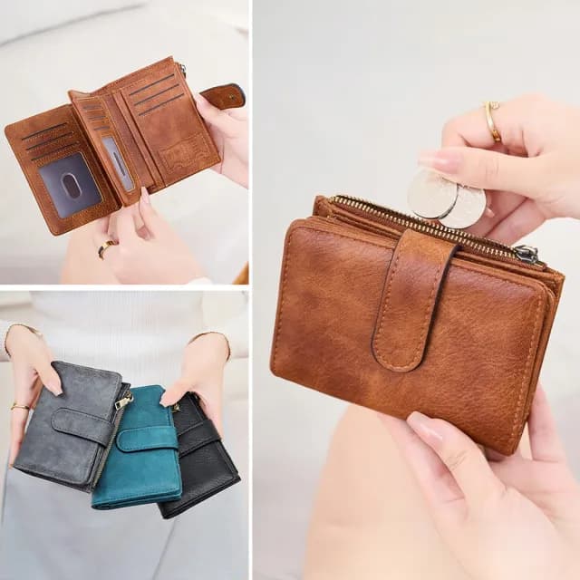 【LEESA】雙11 防盜刷皮夾\多功能零錢包\卡片收納夾\女生短夾\女用錢包\拉鍊錢包