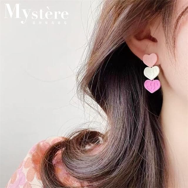 【my stere 我的時尚秘境】母親節禮物 2022新款-韓國甜美粉漸層愛心耳環(S925銀針 甜美 粉色漸層 愛心)