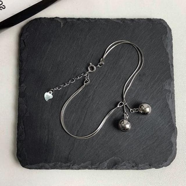 【米蘭精品】現貨+預購 925純銀手鍊鈴鐺手鏈(亮面復古雙層蛇骨鍊情人節生日聖誕節交換禮物女飾品74ar36)