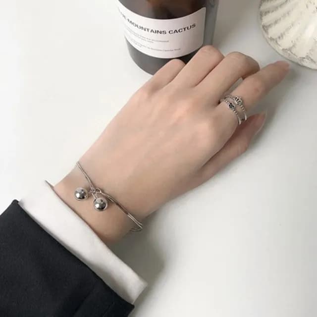 【米蘭精品】現貨+預購 925純銀手鍊鈴鐺手鏈(亮面復古雙層蛇骨鍊情人節生日聖誕節交換禮物女飾品74ar36)