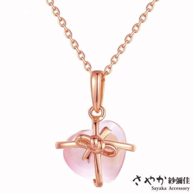 【Sayaka 紗彌佳】項鍊 飾品  最特別的禮物愛心蝴蝶結月光石造型項鍊