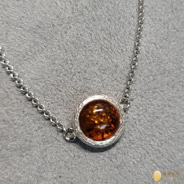 【優雅琥珀】母親節禮物   圓型干邑色琥珀 銀質手鍊(簡單的設計 秀氣中添亮點)