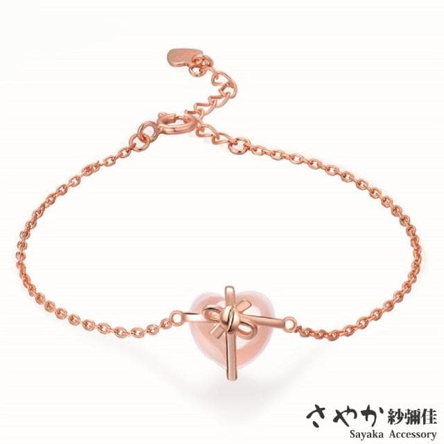 【Sayaka 紗彌佳】手鍊 飾品  最特別的禮物愛心蝴蝶結月光石造型手鍊