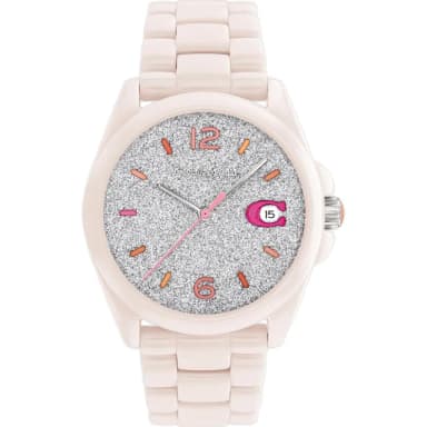 【COACH】特別版 C字Logo陶瓷日曆女錶-36mm 送禮 禮物 推薦(CO14503939)