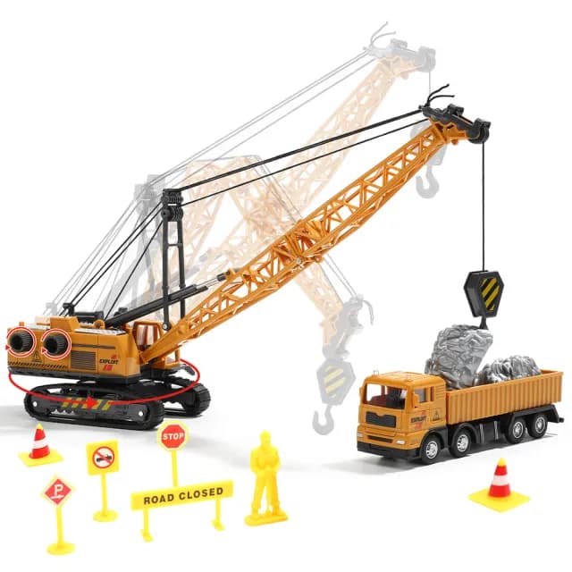 【CUTE STONE】仿真工程挖土機小汽車玩具26件組(玩具車 生日玩具 兒童益智玩具)