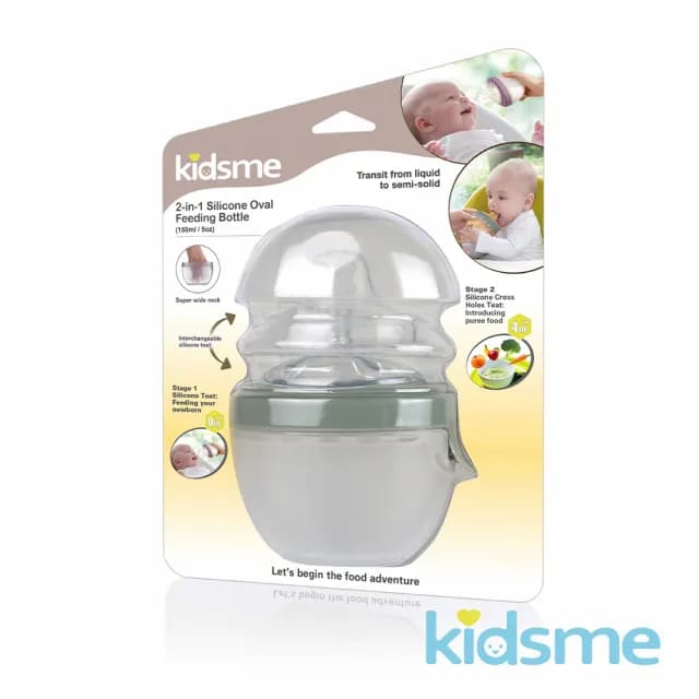 【kidsme】柔軟矽膠奶瓶二合一輔食器(兩入組)