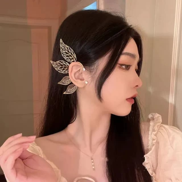 【00:00】單只耳掛 縷空耳掛/韓國設計無耳洞縷空葉片美鑽鋯石時尚單只耳掛 耳飾(4款任選)