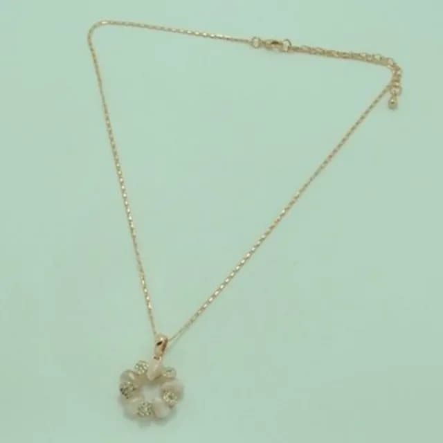 【米蘭精品】現貨+預購 玫瑰金項鍊貓眼石吊墜(時尚別緻鑲鑽圓環情人節生日聖誕節交換禮物女飾品73kt29)