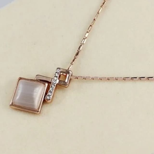 【米蘭精品】現貨+預購 玫瑰金項鍊貓眼石吊墜(時尚大方高雅氣質情人節生日聖誕節交換禮物女飾品73kt52)