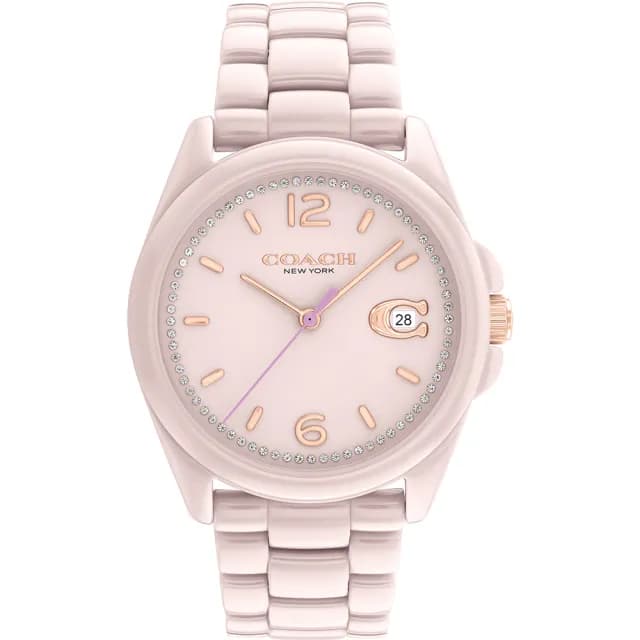 【COACH】Greyson C字陶瓷女錶-粉色/36mm 520禮物 送禮 手錶(CO14503926)
