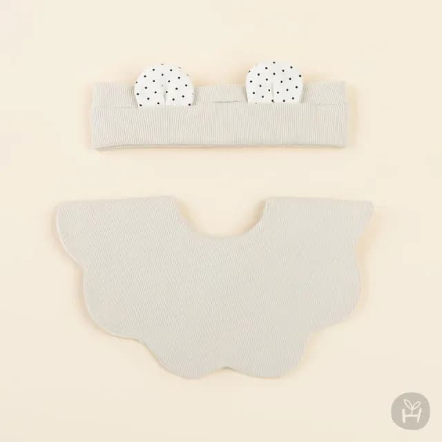 【Happy Prince】韓國製 Creamy熊熊嬰兒童髮飾+花瓣圍兜2件組(女童頭花口水巾)