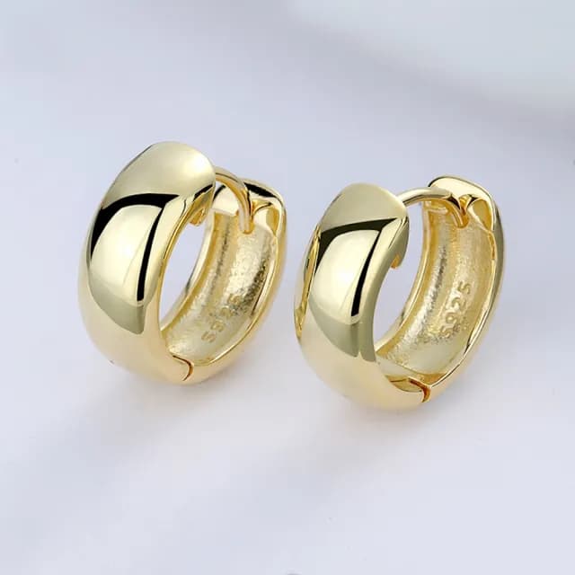 【米蘭精品】現貨+預購 925純銀耳環圓圈耳扣(寬版拋光幾何經典七夕情人節生日聖誕節禮物男女飾品2色73zw7)