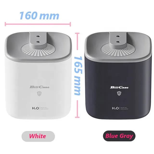 【Bill case】第三代 七彩氣氛燈3L 可換式奈米雙噴頭 靜音水氧大出霧加濕器-靚白(從空氣淨化 防疫更有力)