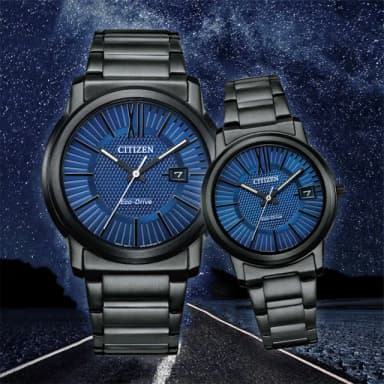 【CITIZEN 星辰】光動能情侶手錶 對錶-海軍藍 母親節 禮物 男錶(AW1217-83L+FE6017-85L)