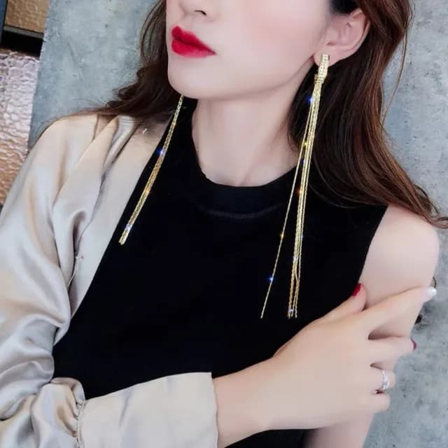 【bibi】氣場女王超長流蘇耳環女網紅誇張耳飾新款潮韓國個性大氣耳墜