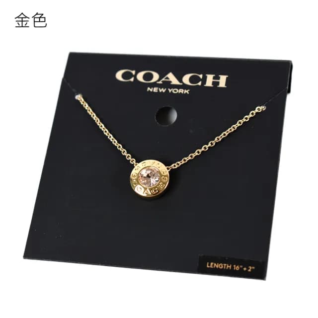 【COACH】圓牌C字水鑽鎖骨鍊(新款任選)