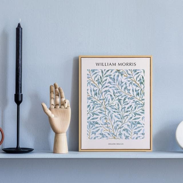 【菠蘿選畫所】William Morris 柳枝-42x60cm(春天藍色掛畫/裝飾畫/開店送禮/北歐風)
