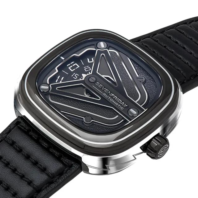 【SEVENFRIDAY】CHROME 龐克摩托車自動上鍊機械錶-黑/47.6x47mm 送禮 禮物 推薦(M3/08)