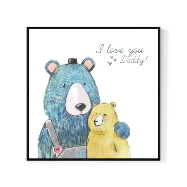【菠蘿選畫所】爸爸熊愛你-60x60cm(大熊掛畫/兒童房裝飾/親子禮物/父親節禮物)