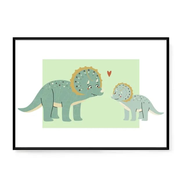 【菠蘿選畫所】溫馨相望-50x70cm(母親節/療癒恐龍掛畫/送禮小物/兒童房裝飾畫/可愛恐龍/父親節禮物)